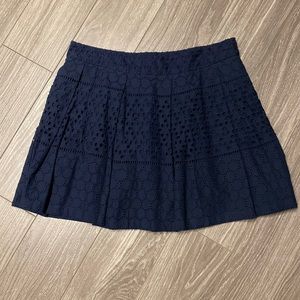 Navy Blue eyelet pleated skirt with pockets